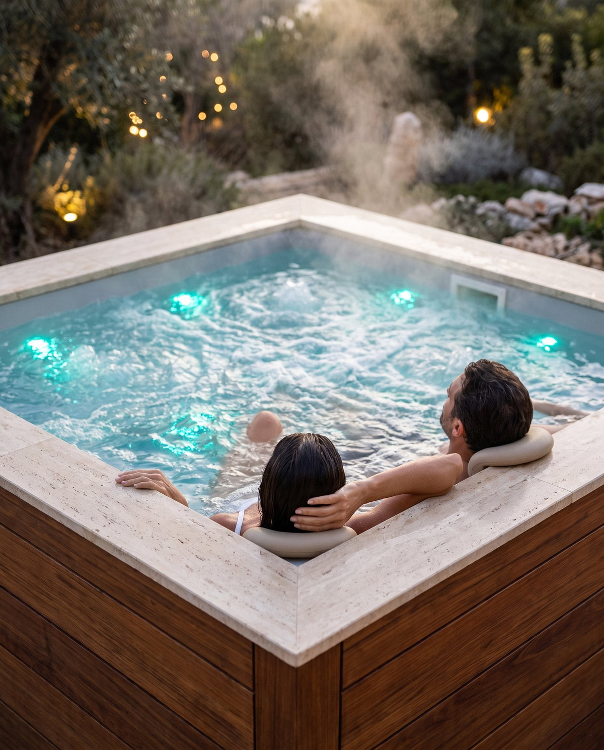 Spa extérieur le soir